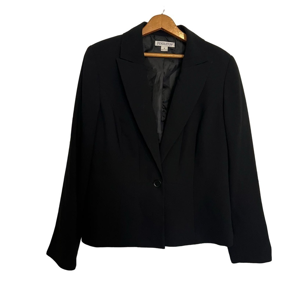 Pendleton Black One Button Blazer 8 - image 1